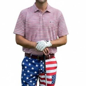 Vineyard Vines Red White Blue Striped Shirt Golf Polo Lightweight Relax Fit L